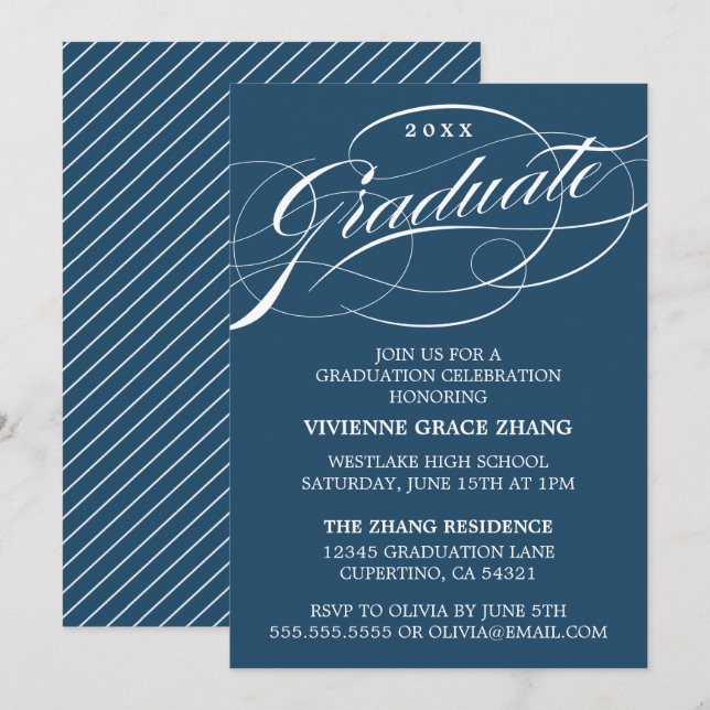 CARTE D'INVITATION DE REMISE DE DIPLÔME DE PARTIE  (Devant / Derrière)
