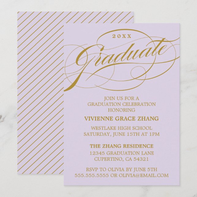CARTE D'INVITATION DE REMISE DE DIPLÔME DE PARTIE  (Devant / Derrière)
