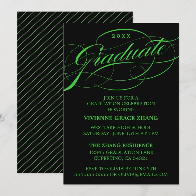 CARTE D'INVITATION DE REMISE DE DIPLÔME DE PARTIE  (Devant / Derrière)