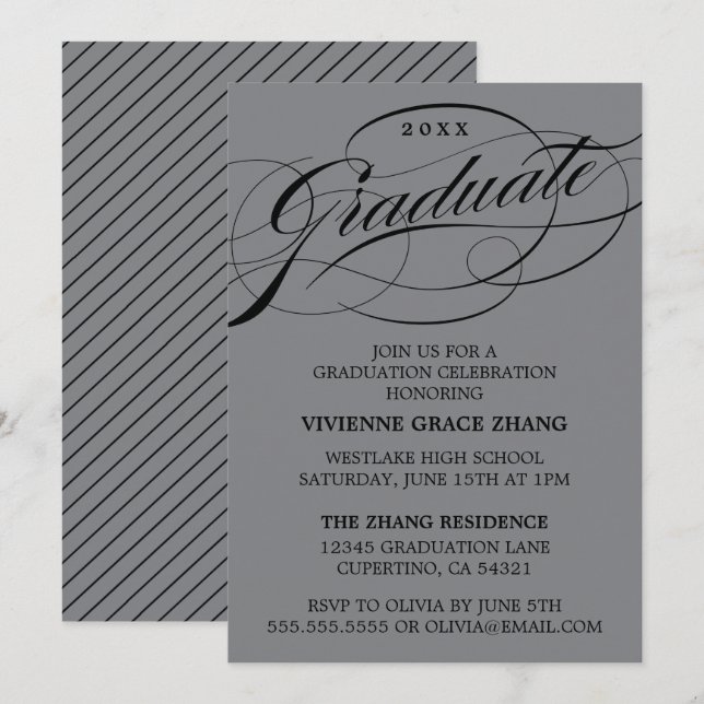 CARTE D'INVITATION DE REMISE DE DIPLÔME DE PARTIE  (Devant / Derrière)