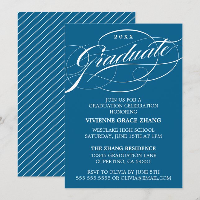 CARTE D'INVITATION DE REMISE DE DIPLÔME DE PARTIE  (Devant / Derrière)