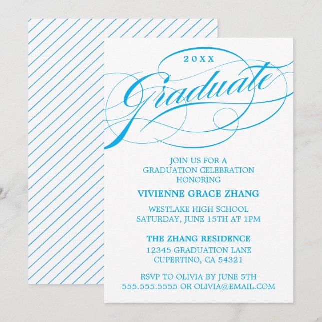 CARTE D'INVITATION DE REMISE DE DIPLÔME DE PARTIE  (Devant / Derrière)