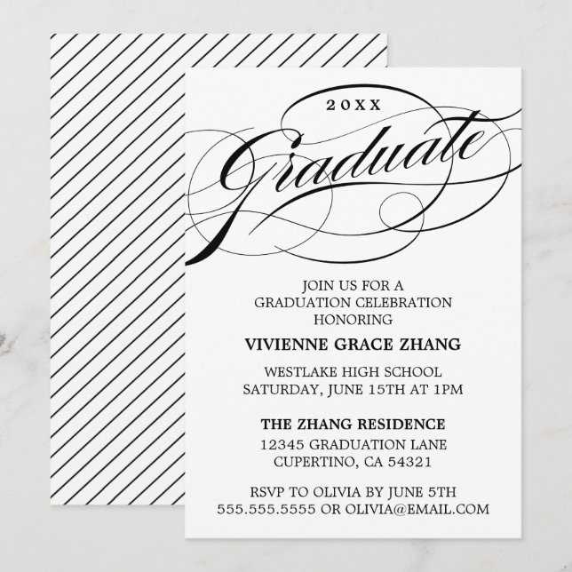 CARTE D'INVITATION DE REMISE DE DIPLÔME DE PARTIE  (Devant / Derrière)