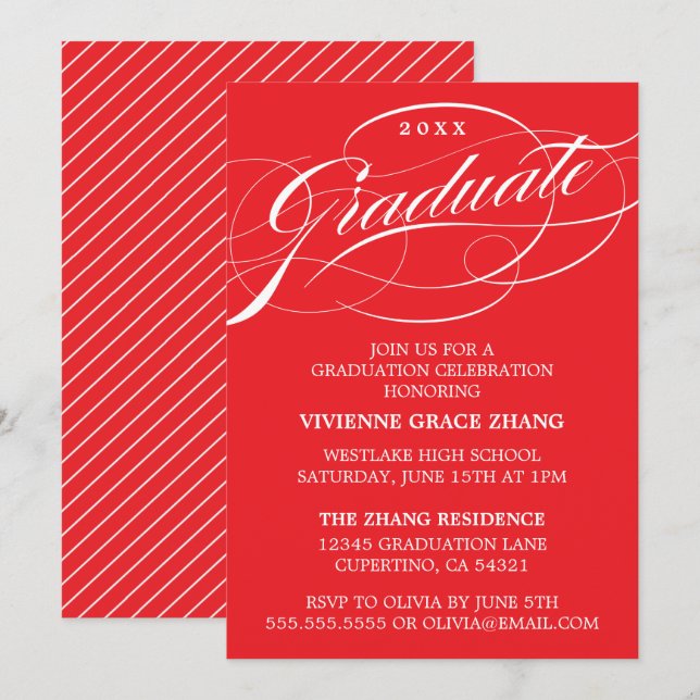CARTE D'INVITATION DE REMISE DE DIPLÔME DE PARTIE  (Devant / Derrière)