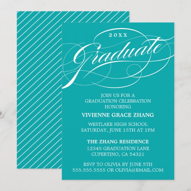 CARTE D'INVITATION DE REMISE DE DIPLÔME DE PARTIE  (Devant / Derrière)