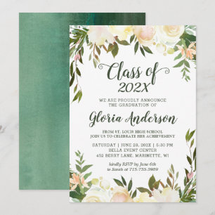 Carte d'invitation de remise de diplôme florale et