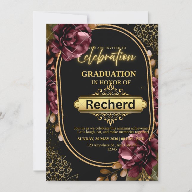 Carte d'invitation de remise de diplômes garçons 2 (Devant)