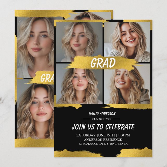 Carte d'invitation de remise de diplômes moderne b (Devant / Derrière)