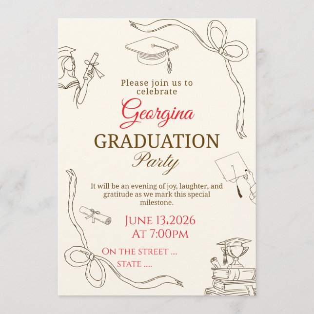 Carte d'invitation de remise des diplômes élégante (Devant)