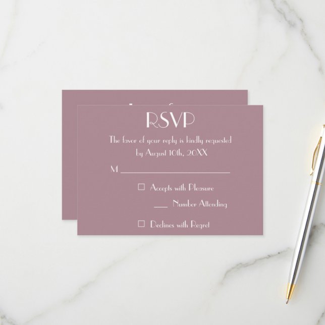 Carte d'invitation de réponse de mariage moderne p (Devant/Arrière en situation)