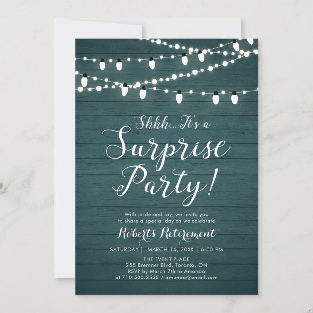 Carte d'invitation de retraite surprise en bois ru (Devant)