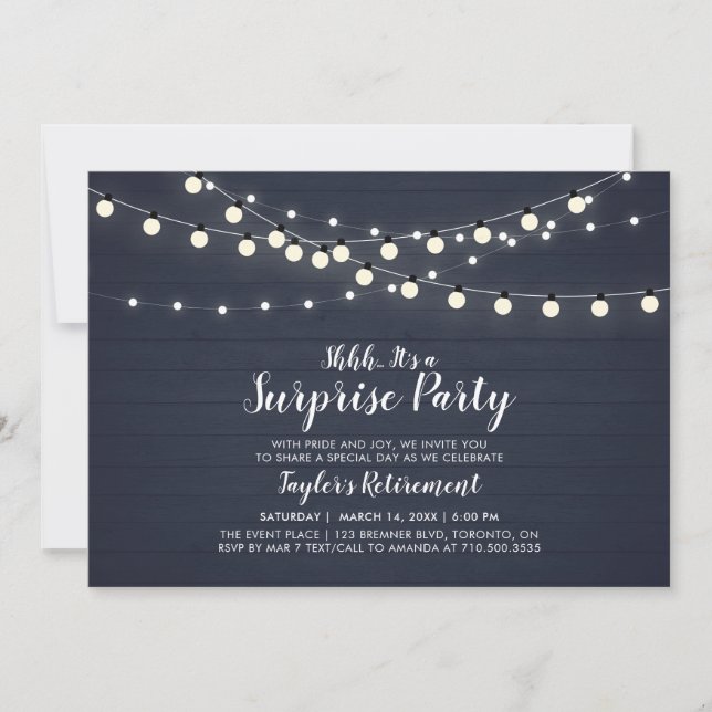 Carte d'invitation de retraite surprise en bois ru (Devant)