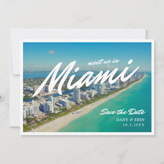 Carte d'invitation de style miami à conserver la d (Devant)