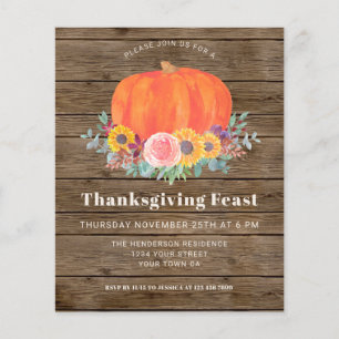 Carte d'invitation de Thanksgiving Barn Wood Budge
