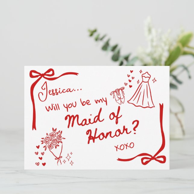 Carte d'invitation Demoiselle d'Honneur (Debout devant)