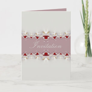 Carte d'invitation dentelle fraise et crème