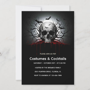 Carte d'invitation d'Halloween gothique foncé Cr