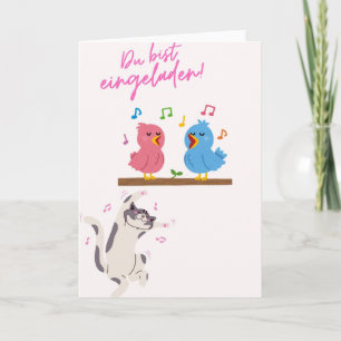 Carte d'invitation douce avec oiseaux chanteurs &