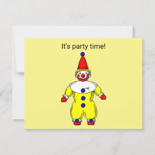 Carte d'invitation du clown de l'heure de fête