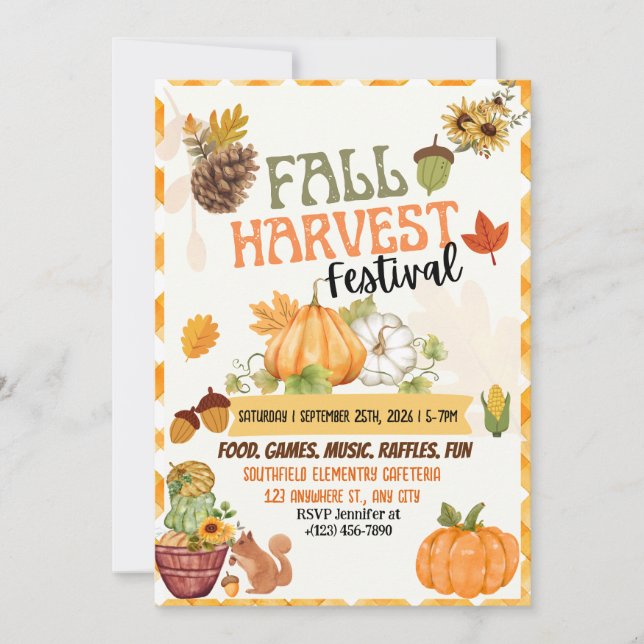 Carte d'invitation du festival de récolte d'automn (Devant)