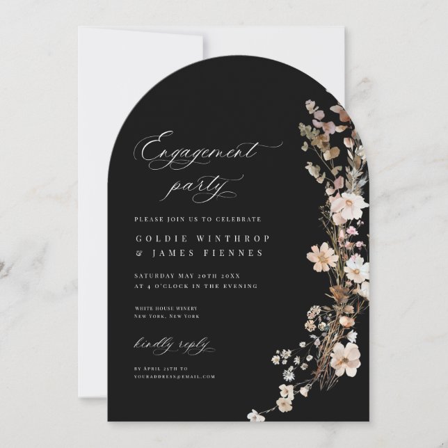 Carte d'invitation du Fleur sauvage Boho Engagemen (Devant)