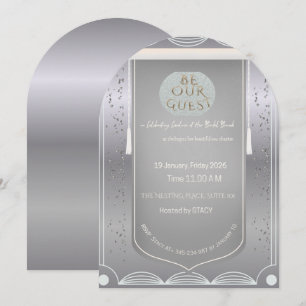 Carte d'invitation Elégante Argent Soyez notre inv