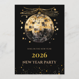 Carte d'invitation élégante noir et or pour le Nou