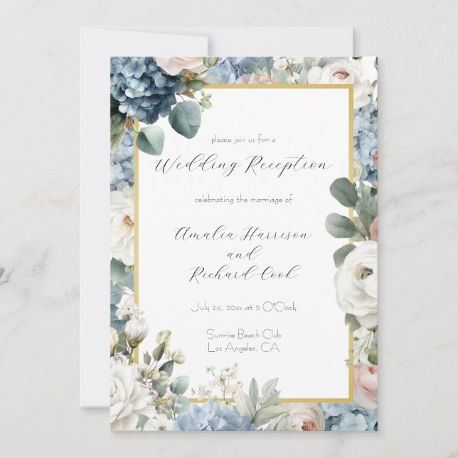 Carte d'invitation élégante pour la réception de m (Devant)