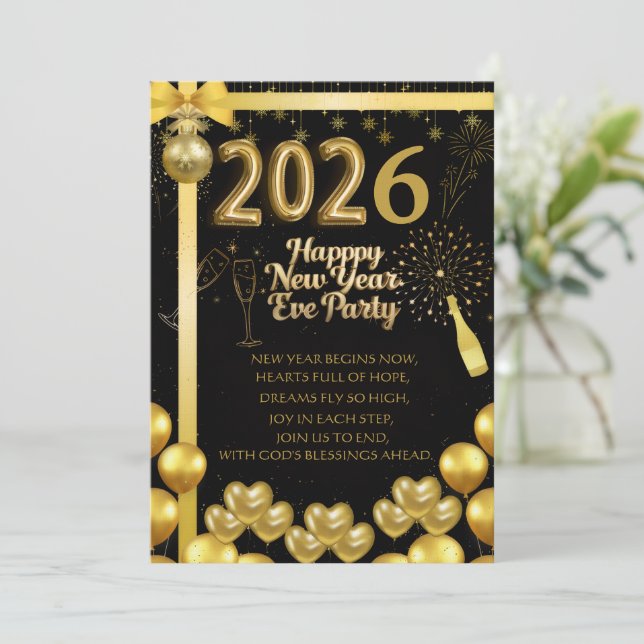 Carte d'invitation élégante pour la soirée du Nouv (Debout devant)
