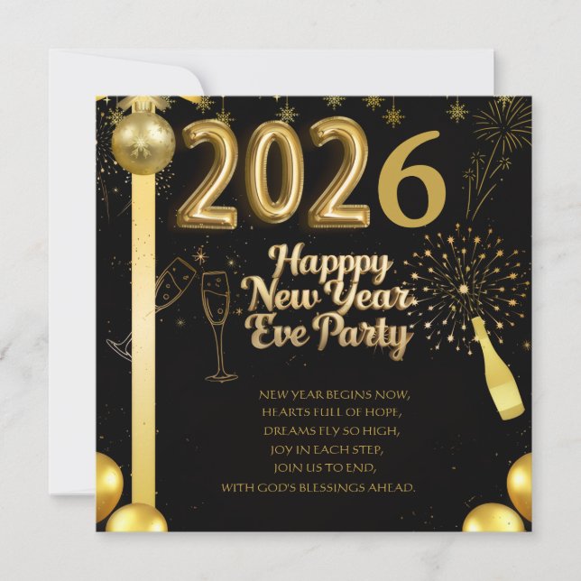 Carte d'invitation élégante pour la soirée du Nouv (Devant)