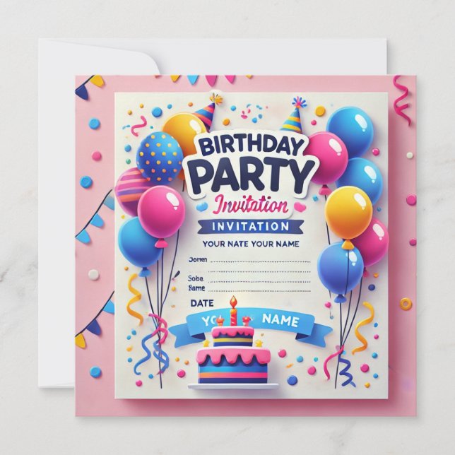 Carte d'invitation élégante pour un anniversaire (Devant)
