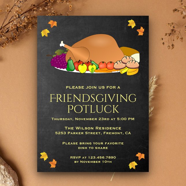 Carte d'invitation élégante pour un repas de Thank (Créateur téléchargé)