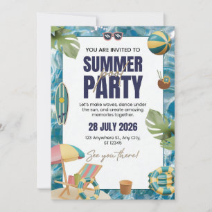 Carte d'invitation élégante pour une fête tropical