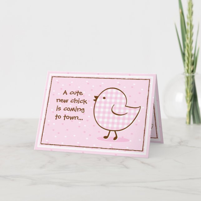 Carte d'invitation En vichy Baby shower de poussin (Devant)