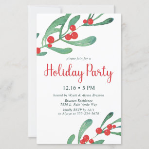 Carte d'invitation festive pour fête de Noël à bud