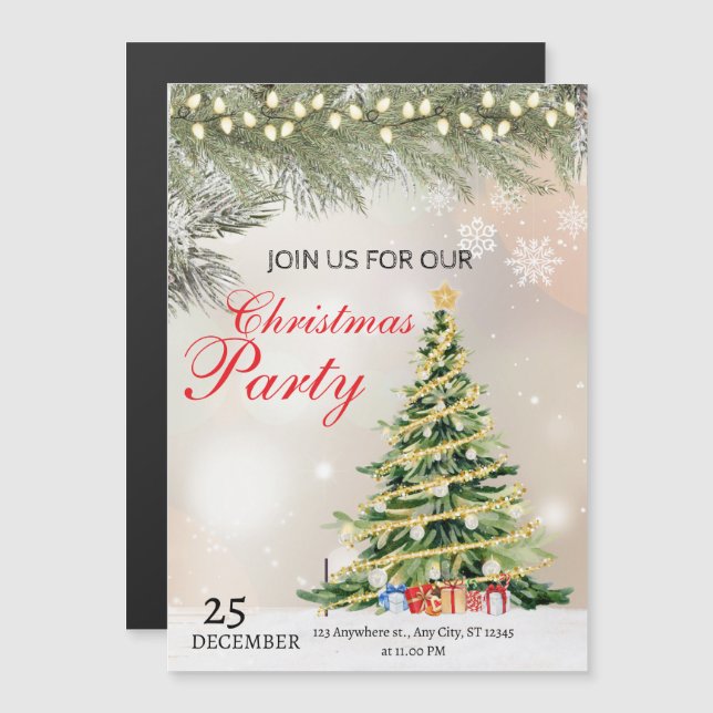 Carte d'invitation festive pour l'arbre de Noël (Devant / Derrière)