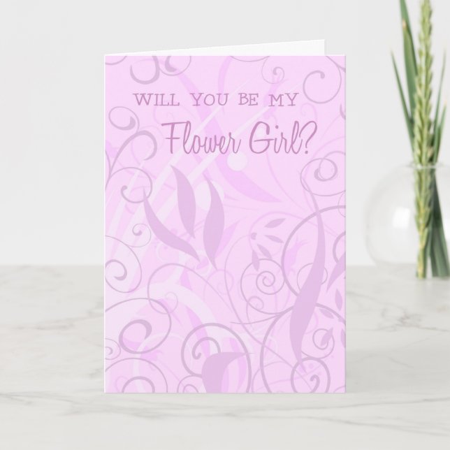 Carte d'invitation Fille Fleur Rose (Devant)