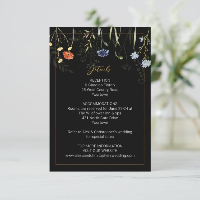 Carte d'invitation Fleur Sauvage Humeur Bohème Bot (Debout devant)