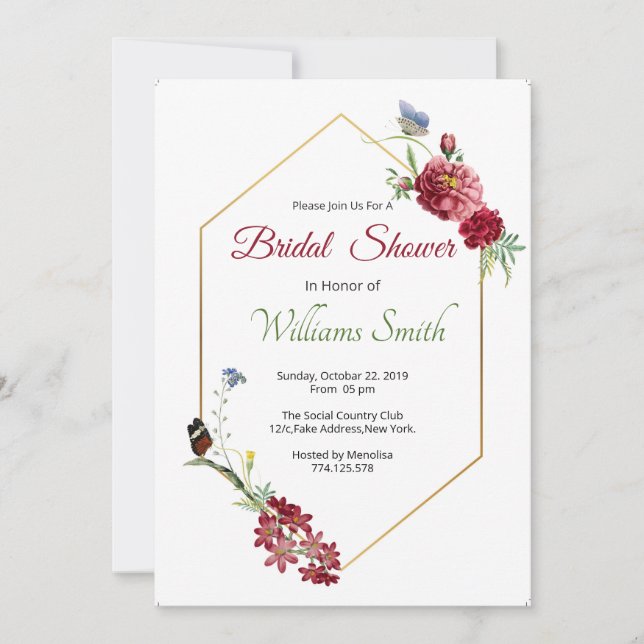 Carte d'invitation Floral Bridal Shower (Devant)