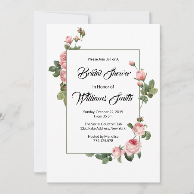 Carte d'invitation Floral Bridal Shower (Devant)