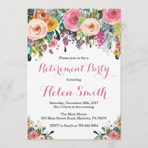 Carte d'invitation Floral Retirement Party