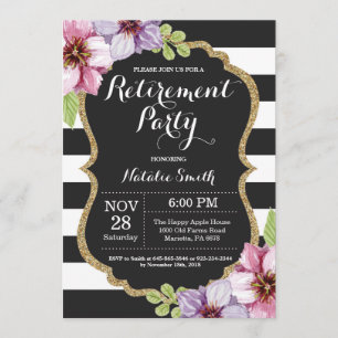 Carte d'invitation Floral Retirement Party