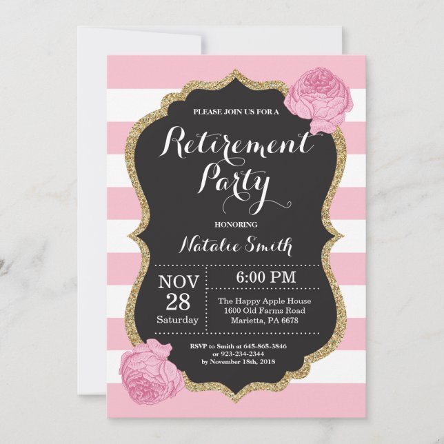 Carte d'invitation Floral Retirement Party (Devant)