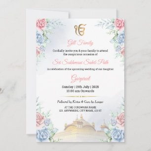 Carte d'invitation Floral Sukhmani Sahib Path