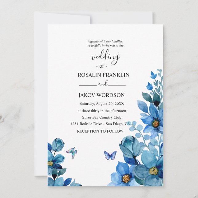 carte d'invitation florale aquarelle (Devant)