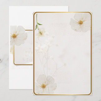 Carte d'invitation florale blanche élégante | Mini