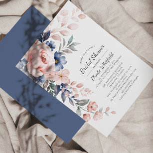 Carte d'invitation florale rose Fête des mariées m