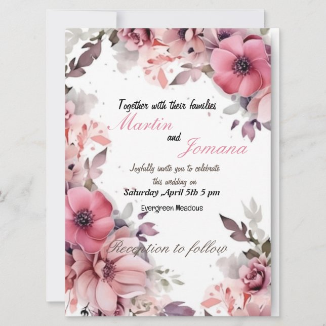 carte d'invitation florale simple (Devant)