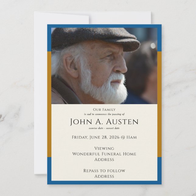 Carte d'invitation funéraire - Célébration de la v (Devant)