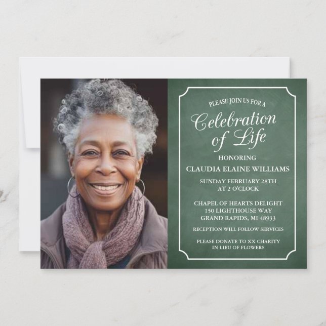 CARTE D'INVITATION FUNÉRAIRE DE CÉLÉBRATION DE LA  (Devant)